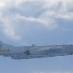A People's Liberation Army (PLA) H-6 bomber flies on a mission near the median line in the Taiwan Strait, which serves as an unofficial buffer between China and Taiwan on September 18, 2020. (Taiwan Ministry of National Defense/via Reuters)