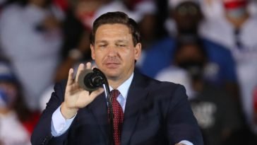 lorida Gov. Ron DeSantis speaks before the arrival of U.S. President Donald Trump for his campaign event at Miami-Opa Locka Executive Airport on Nov. 1, 2020 in Opa Locka, Florida. (Joe Raedle/Getty Images)