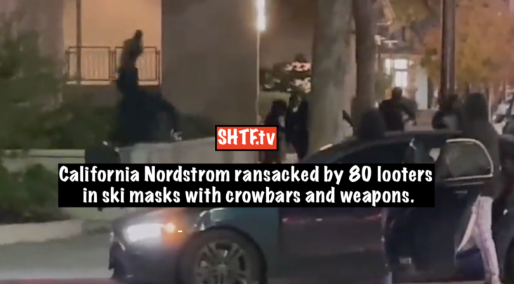 California Nordstrom ransacked by 80 looters in in ski masks with crowbars and weapons.