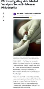 FBI Investigating Bottles Of Small Pox Found In Merck Facility.