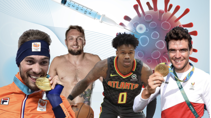 (L-R) Dutch speed skater Kjeld Nuis, Brazilian jiu-jitsu world champion Craig Jones, NBA point guard Brandon Goodwin, and Belgian cyclist Greg Van Avermaet have all been injured from the Covid-19 vaccines.