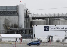 A Tyson Foods plant in Waterloo, Iowa. Beef producers have been among the food companies affected by the Omicron variant of the coronavirus.(Associated Press)