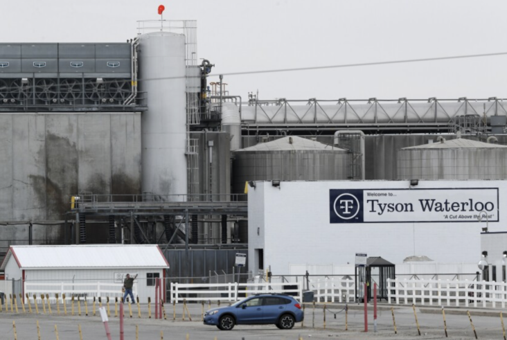 A Tyson Foods plant in Waterloo, Iowa. Beef producers have been among the food companies affected by the Omicron variant of the coronavirus.(Associated Press)
