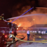 Blaze rips through plant storing 100s of tons of fertilizer which is highly explosive