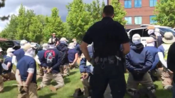 Oops! Patriot Front Member Was Arrested in Idaho Carrying Megaphone Marked with “FBI” On It
