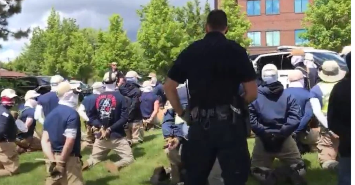 Oops! Patriot Front Member Was Arrested in Idaho Carrying Megaphone Marked with “FBI” On It
