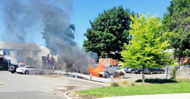 Fully Involved Tesla Car Fire Takes 42 Minutes to Extinguish