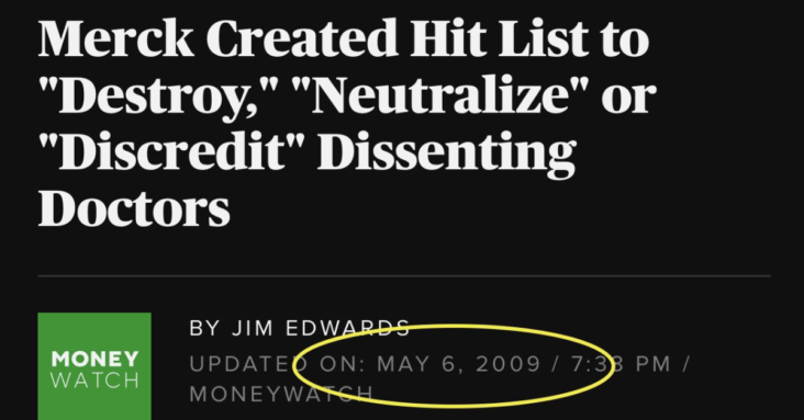 Merck Created Hit List to "Destroy," "Neutralize" or "Discredit" Dissenting Doctors