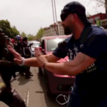 Antifa hits a right-winger with a protest at a Berkeley protest in 2017. Right-wingers were charged, but antifa was not. / Court records