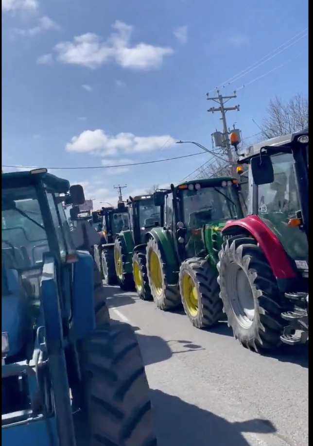 Quebec farmers hold 'slow roll' tractor protest over increasing regulations, declining incomes