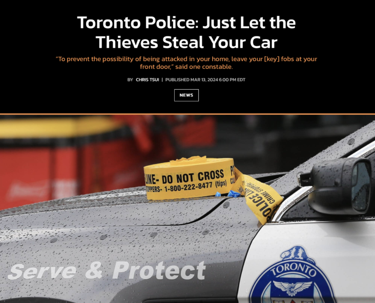 Toronto Police leave your keys at the door for the robbers