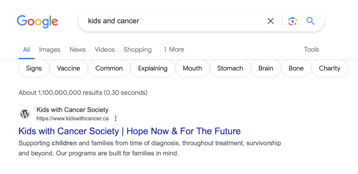 kids and cancer google search, they know it.