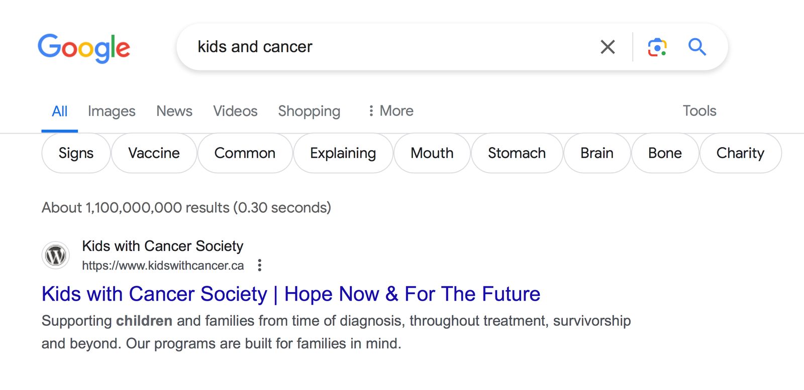 kids and cancer google search, they know it.