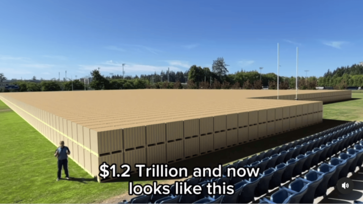 BC Conservative MP illustrates federal debt on rugby field, figuratively using stacks of $100 bills